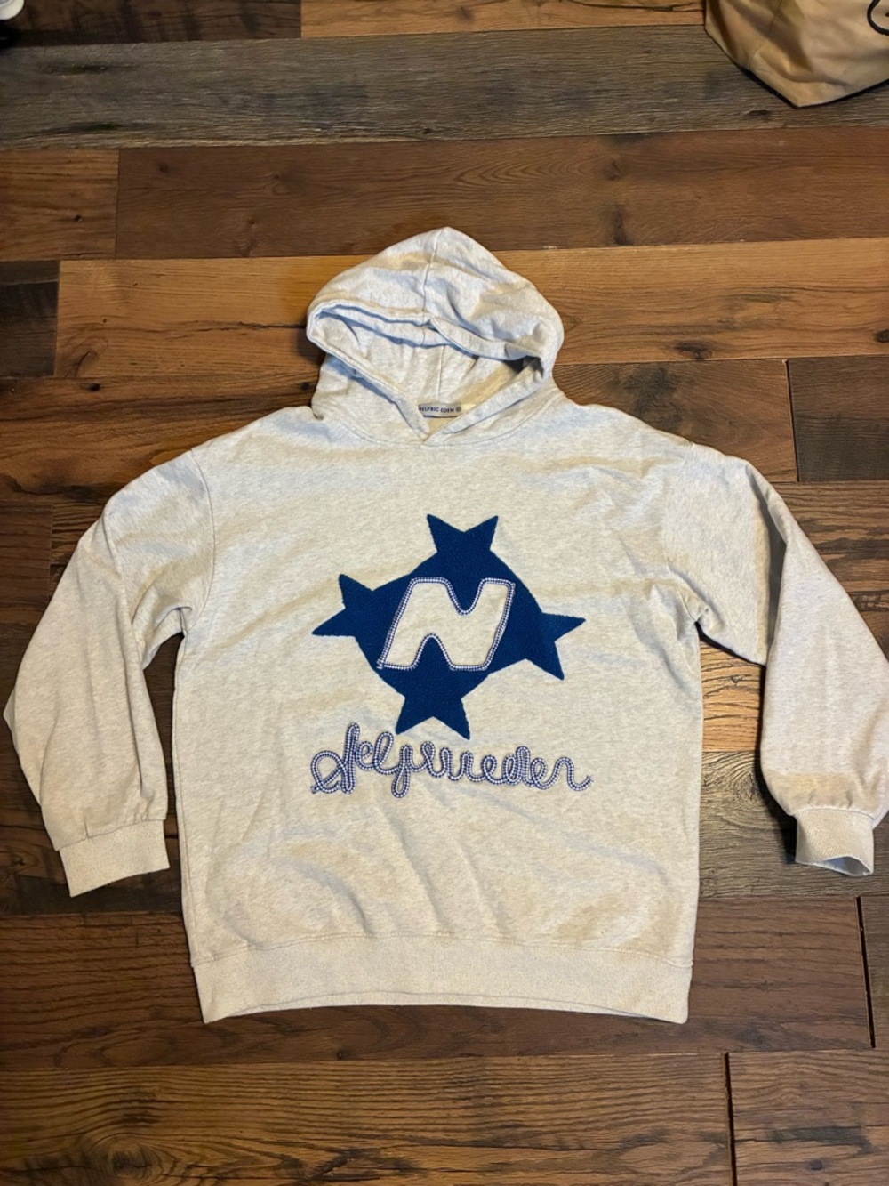 Aelfric Eden Gray Hoodie with Blue Star Patch